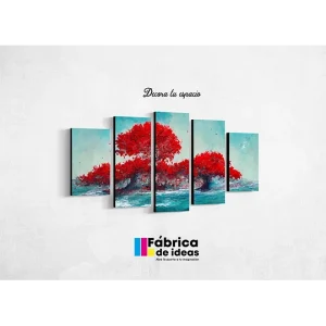 Cuadro Decorativo Arbol Rojo Mar