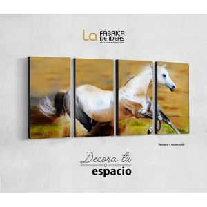 Cuadro Caballo Blanco 4 piezas