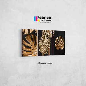 Cuadro Decorativo Flores dorada